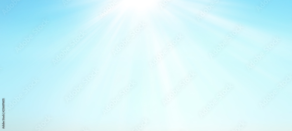 Blue sky with summer sun abstract background with copy space for text 