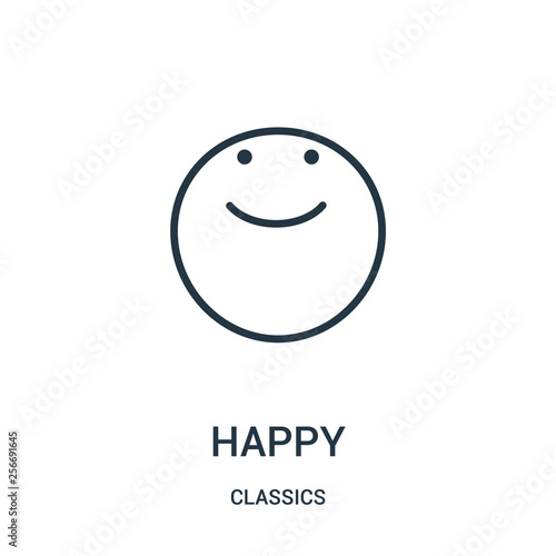 happy icon vector from classics collection. Thin line happy outline icon vector illustration. Linear symbol.