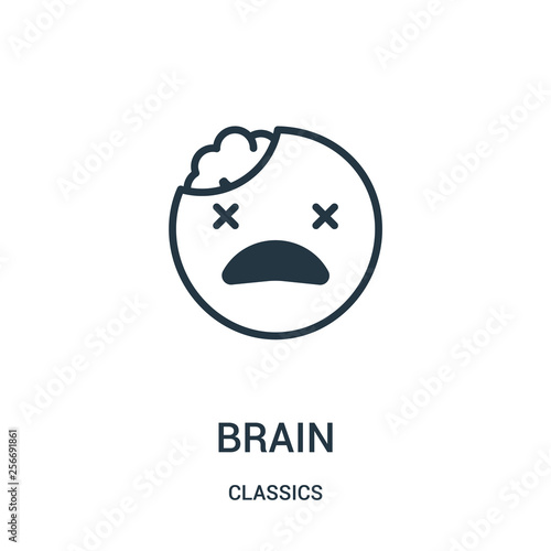 brain icon vector from classics collection. Thin line brain outline icon vector illustration. Linear symbol.
