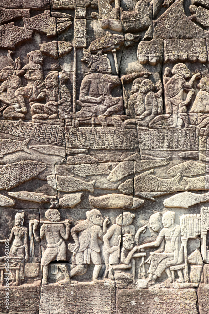 Angkor Wat Wall and Sculpture Texture