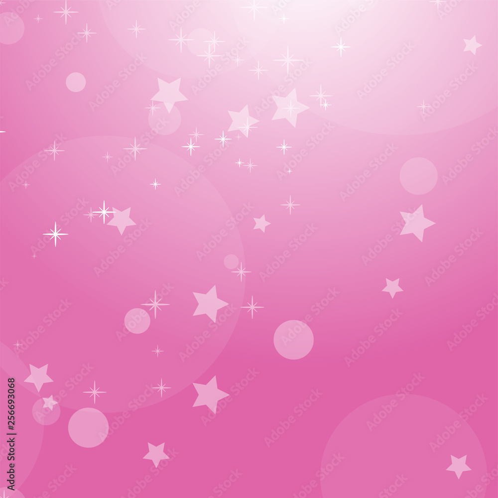 Pink romantic abstract background with stars and circles. Simple flat vector illustration. Pink romantic abstract background with stars and circles. Simple flat vector illustration.