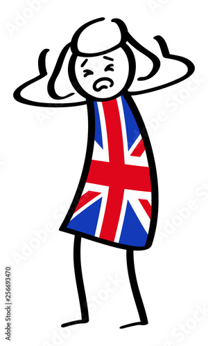 Strichmännchen mit Union Jack Kleid entsetzt