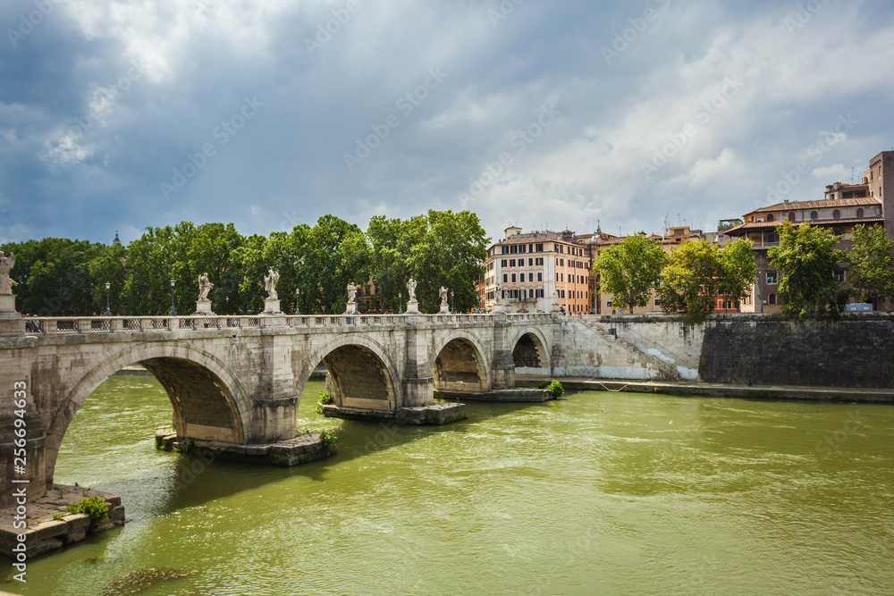 Bridge Sant Angelo over river Tiber