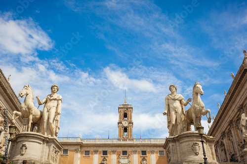 Statues of Castor and Pollux on Capitoline Hill in Rome Italy photo