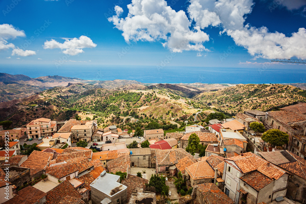 Roofs of Bova Superiore antique town in Calabria