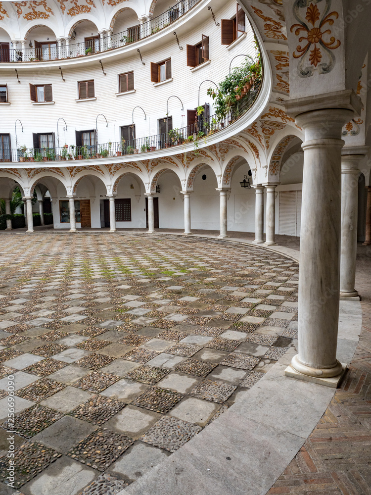Spain. Andalusia., March 2018: Cabildo Square Plaza del Cabildo traditional patio area in the center of Seville