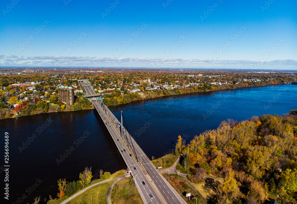 Montreal in autumn, aerial view