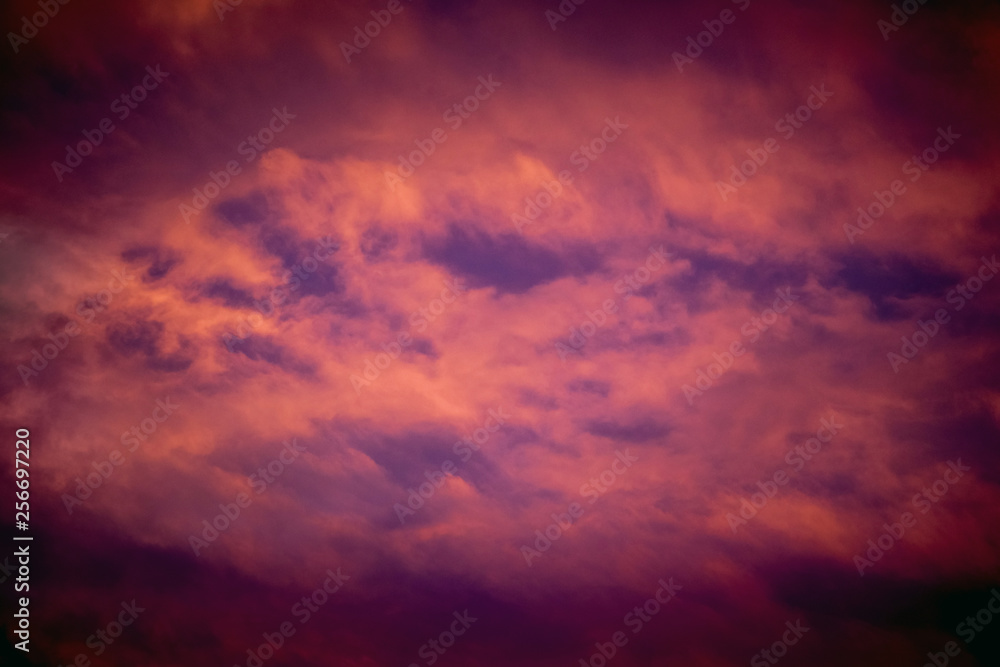 Dark dramatic cloudy sky during the sunset_