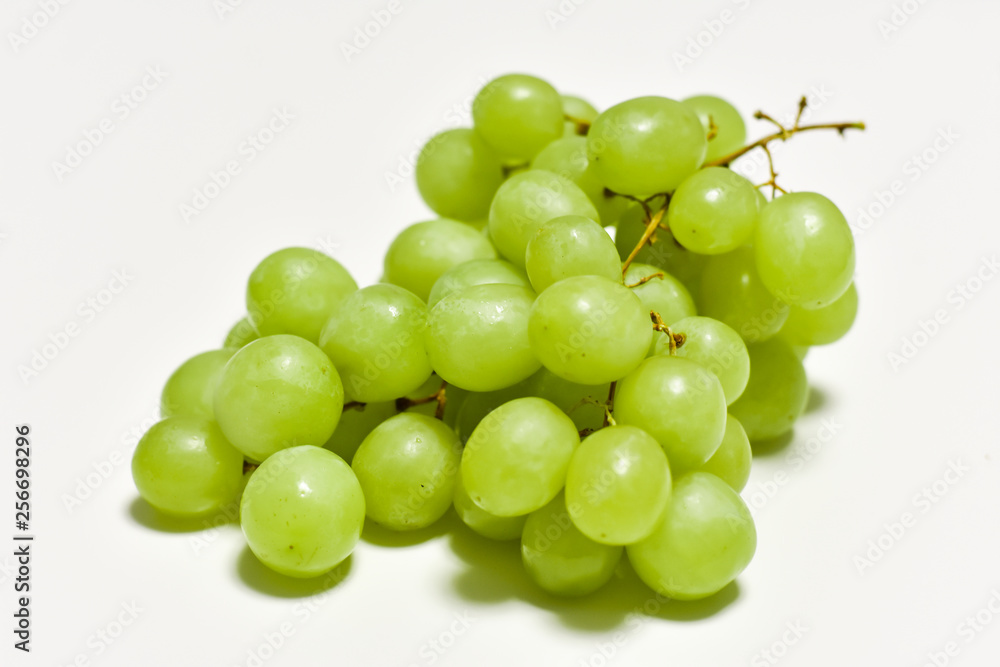 green grapes, graona grapes on a white background, fresh fruit