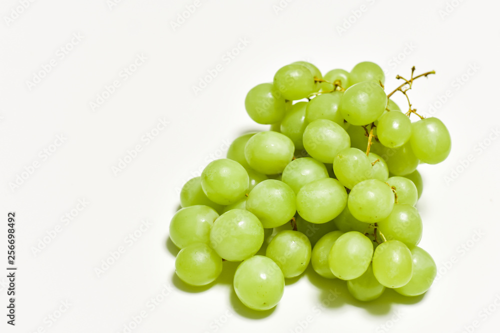green grapes, graona grapes on a white background, fresh fruit