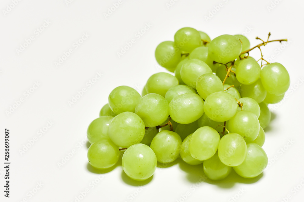 green grapes, graona grapes on a white background, fresh fruit