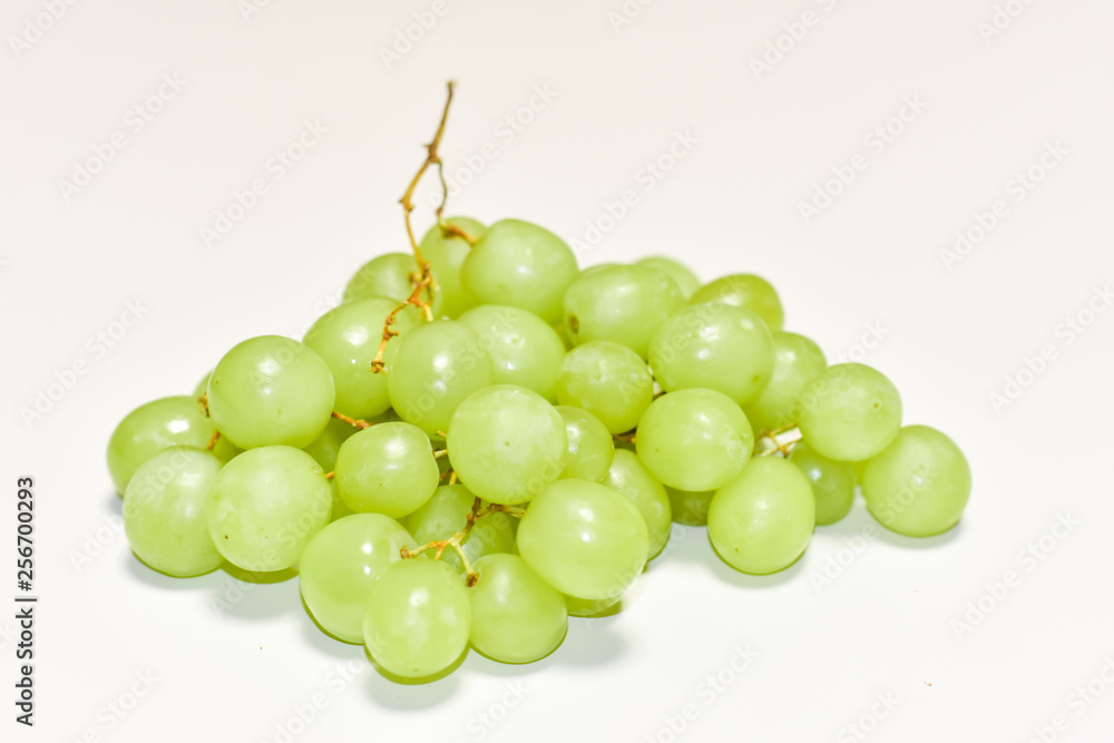 green grapes, graona grapes on a white background, fresh fruit