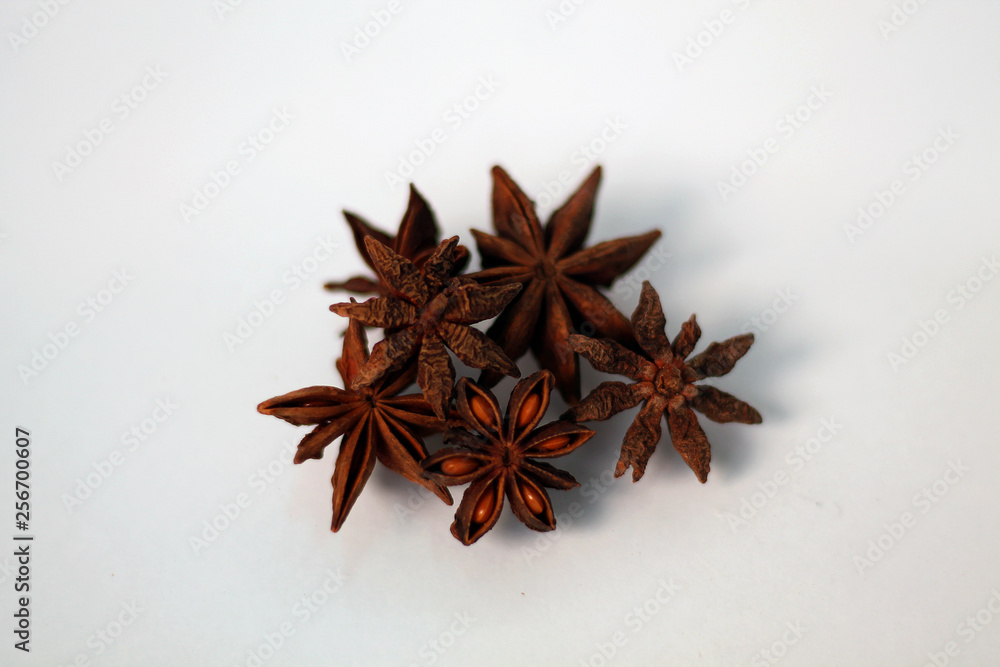 Star anise isolated on white background.