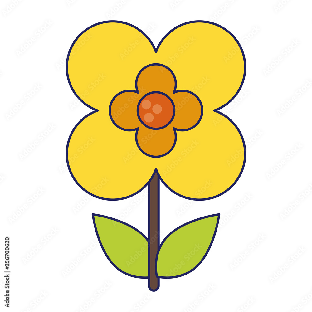 Beautiful flower cartoon isolated blue lines Beautiful flower cartoon isolated blue lines