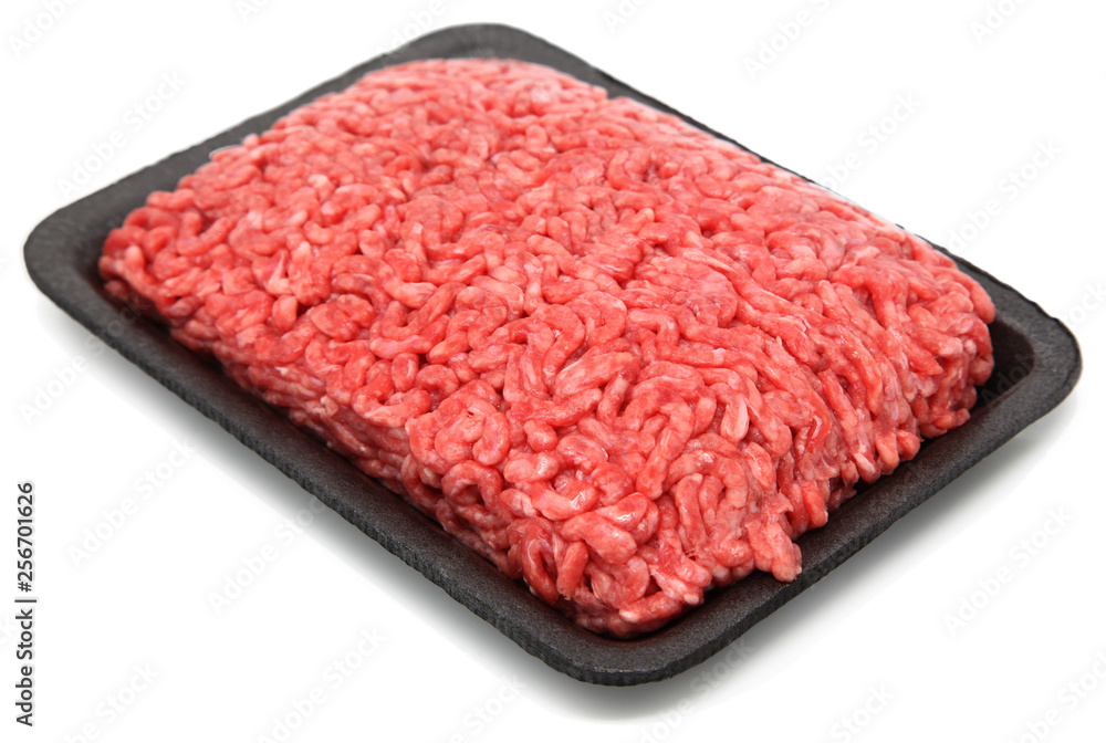 Raw Ground Beef in Styrofoam Container Raw Ground Beef in Styrofoam Container
