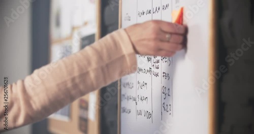 Woman is erasing whiteboard