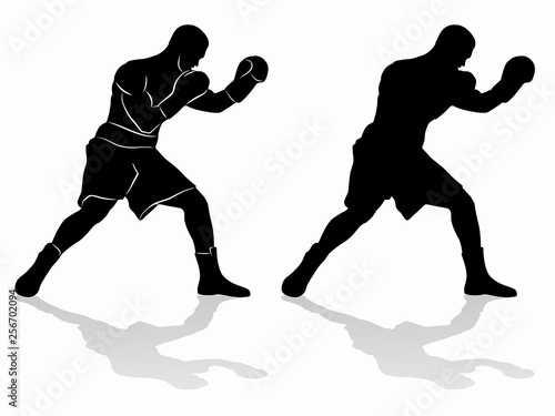 silhouette of a boxer, vector draw