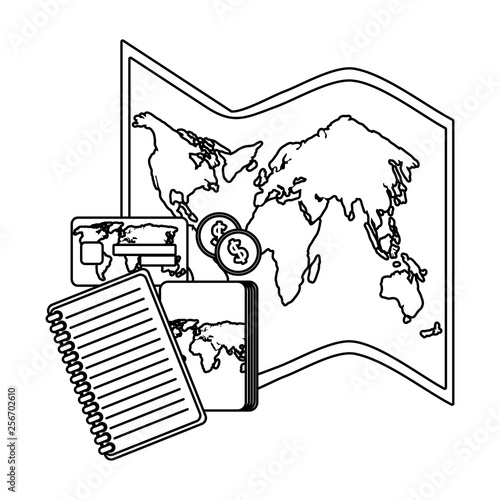travel tourism set icons