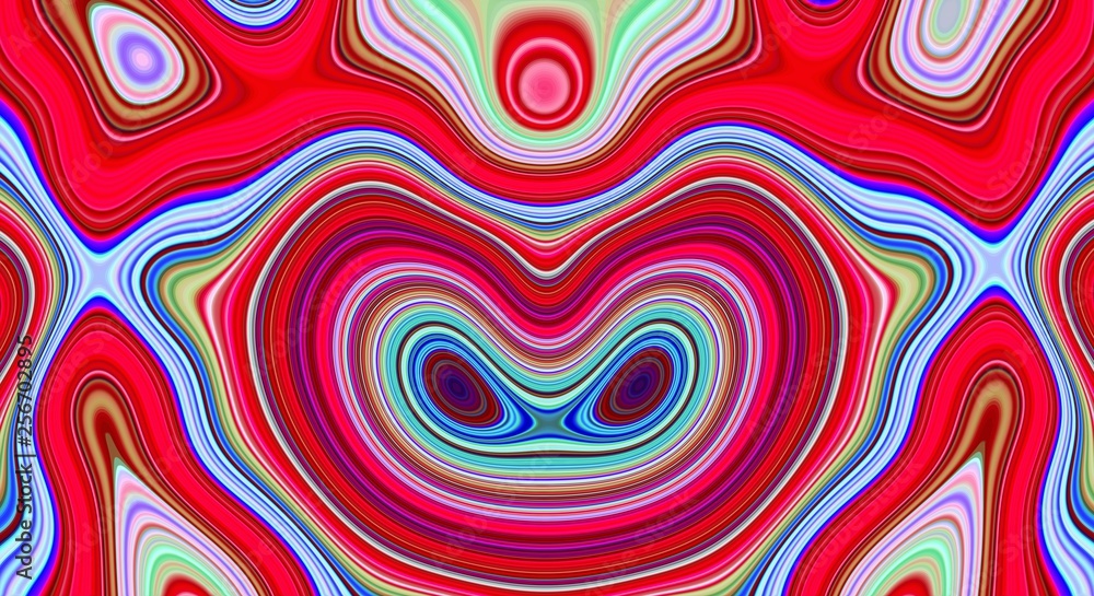 Psychedelic symmetry abstract pattern and hypnotic background,  backdrop illustration.