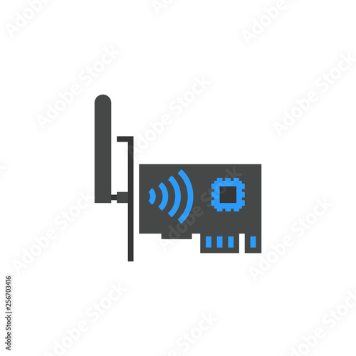Network Card icon flat cartoon style vector illustration