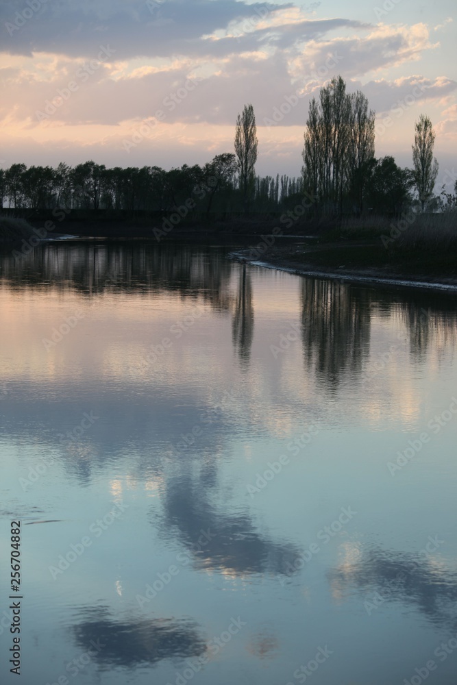Fototapeta premium Lake view with perfect reflection.turkey
