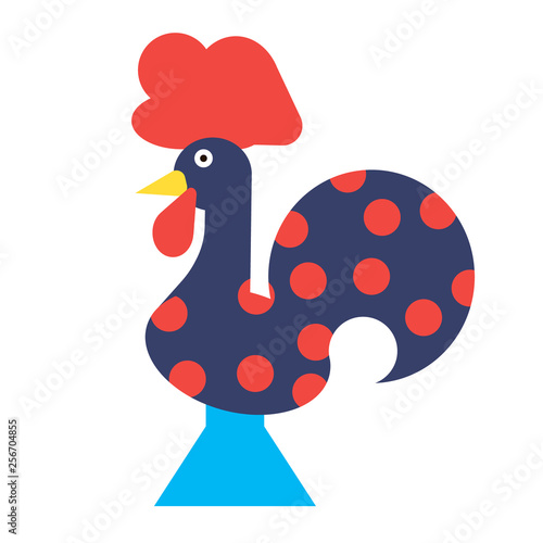 rooster toy flat illustration on white