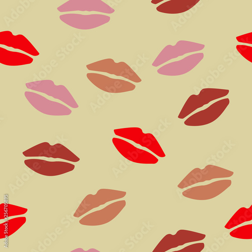Lips seamless texture. Beauty background. Vector. 