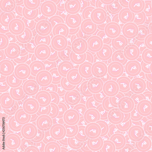 Indian rupee copper coins seamless pattern. Juicy 