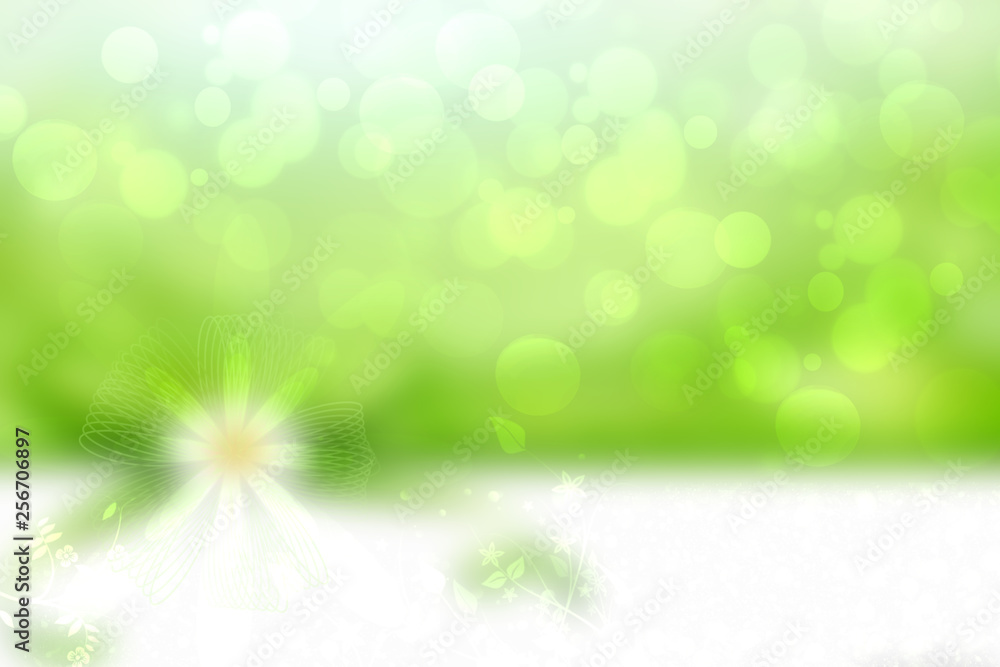 Green flower background. Abstract background texture with floral design in light  green and white bokeh as element for design of greeting cards. Beautiful  fresh green backdrop. Stock Illustration | Adobe Stock