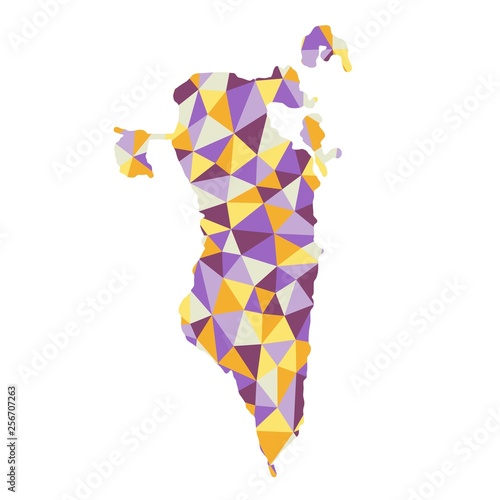 Bahrain polygonal map background  low poly style yellow, orange, blue, purple colors  vector illustration eps