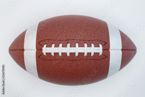 American football isolated on white background with clipping path. Super bowl. Top view. 3d render illustration