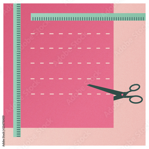 Sewing accessories. Scissors and cloth