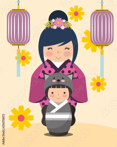 japanese kokeshi doll kimono