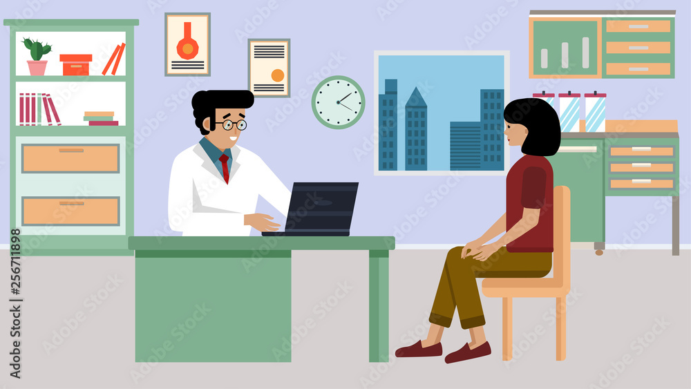 The patient at the doctor's. Vector illustration. The patient at the doctor's. Vector illustration.