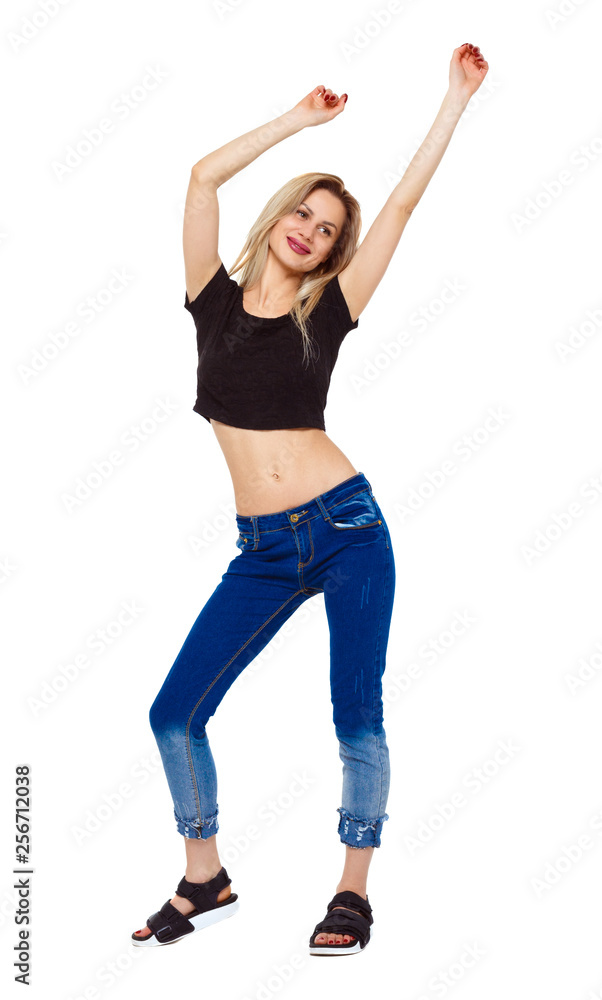 Front view of a woman who dances. Front view of a woman who dances.