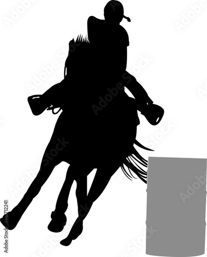 Turn and Burn Barrel Racing Silhouette Shape Vector