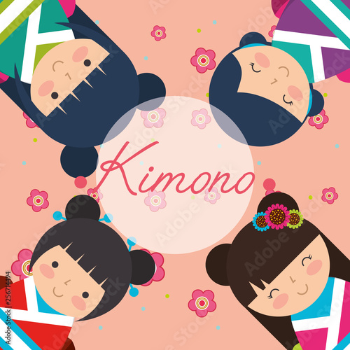 japanese kokeshi doll in kimono