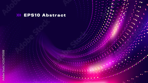 Abstract Futuristic Colorful Background with Wavy Dots in Purplish Red Tones. Aspect Ratio 16:9. EPS10 Vector.
