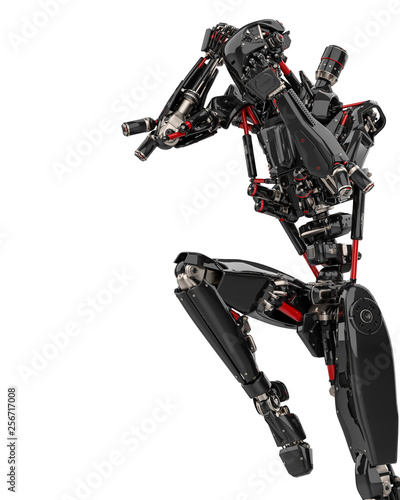mega black robot super drone in a white background