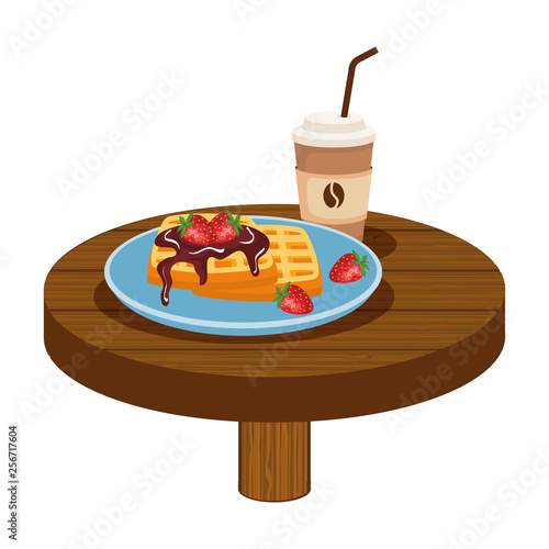 delicious breakfast in wooden table