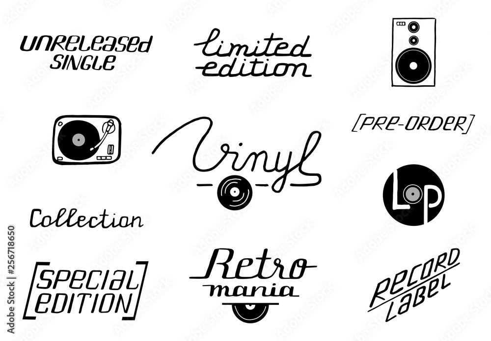 Vinyl lettering phrase and symbols set
