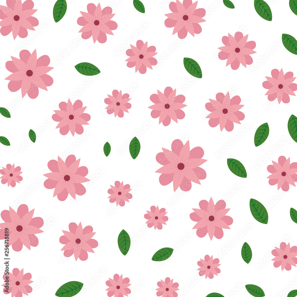 Obraz premium beautiful flowers and leafs pattern