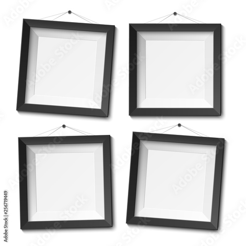 Realistic blank photo frame isolated on white background, vector illustration