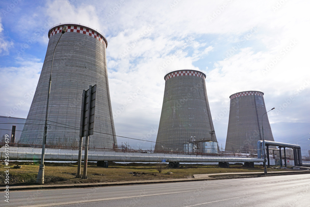 smoking chimneys of thermal power station smoking chimneys of thermal power station