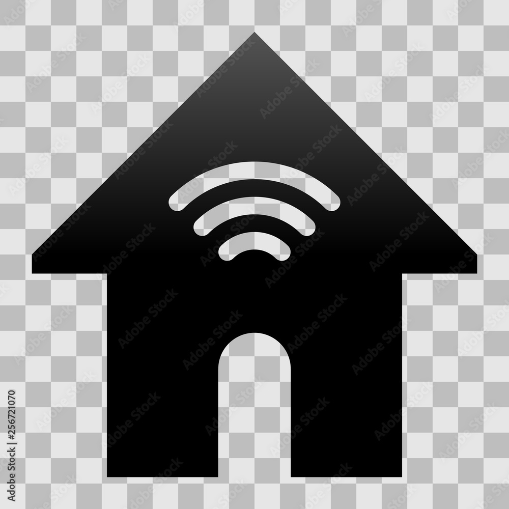 Home wifi symbol icon - black gradient, isolated - vector