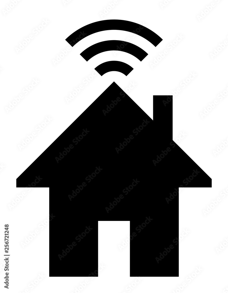 Home wifi symbol icon - black simple, isolated - vector Home wifi symbol icon - black simple, isolated - vector