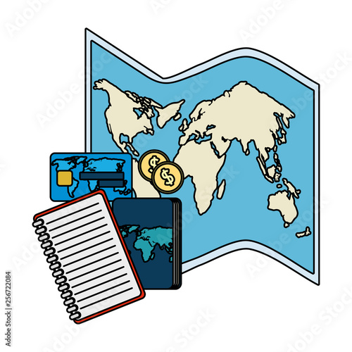 travel tourism set icons