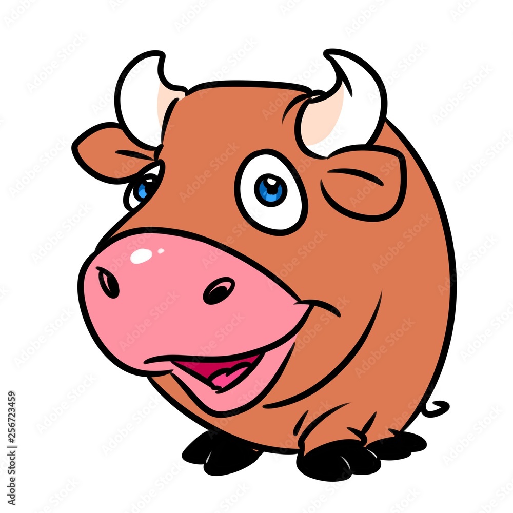 Bull cheerful character cartoon illustration isolated image Bull cheerful character cartoon illustration isolated image