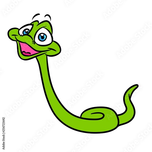 Green little snake cartoon illustration isolated image 