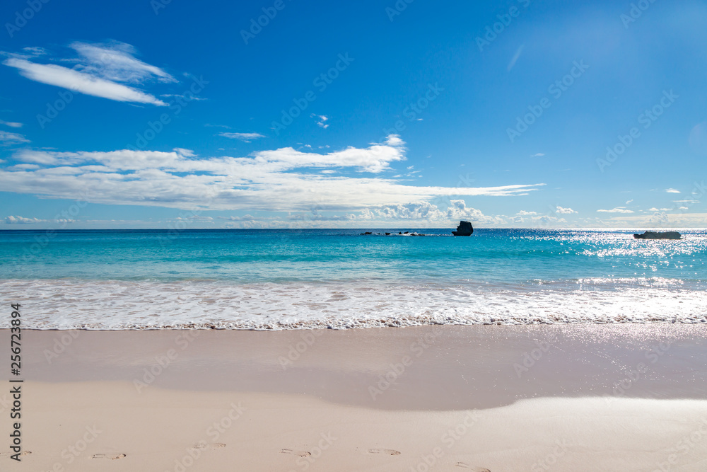 The idyllic sandy beach at Horseshoe Bay, on the island of Bermuda